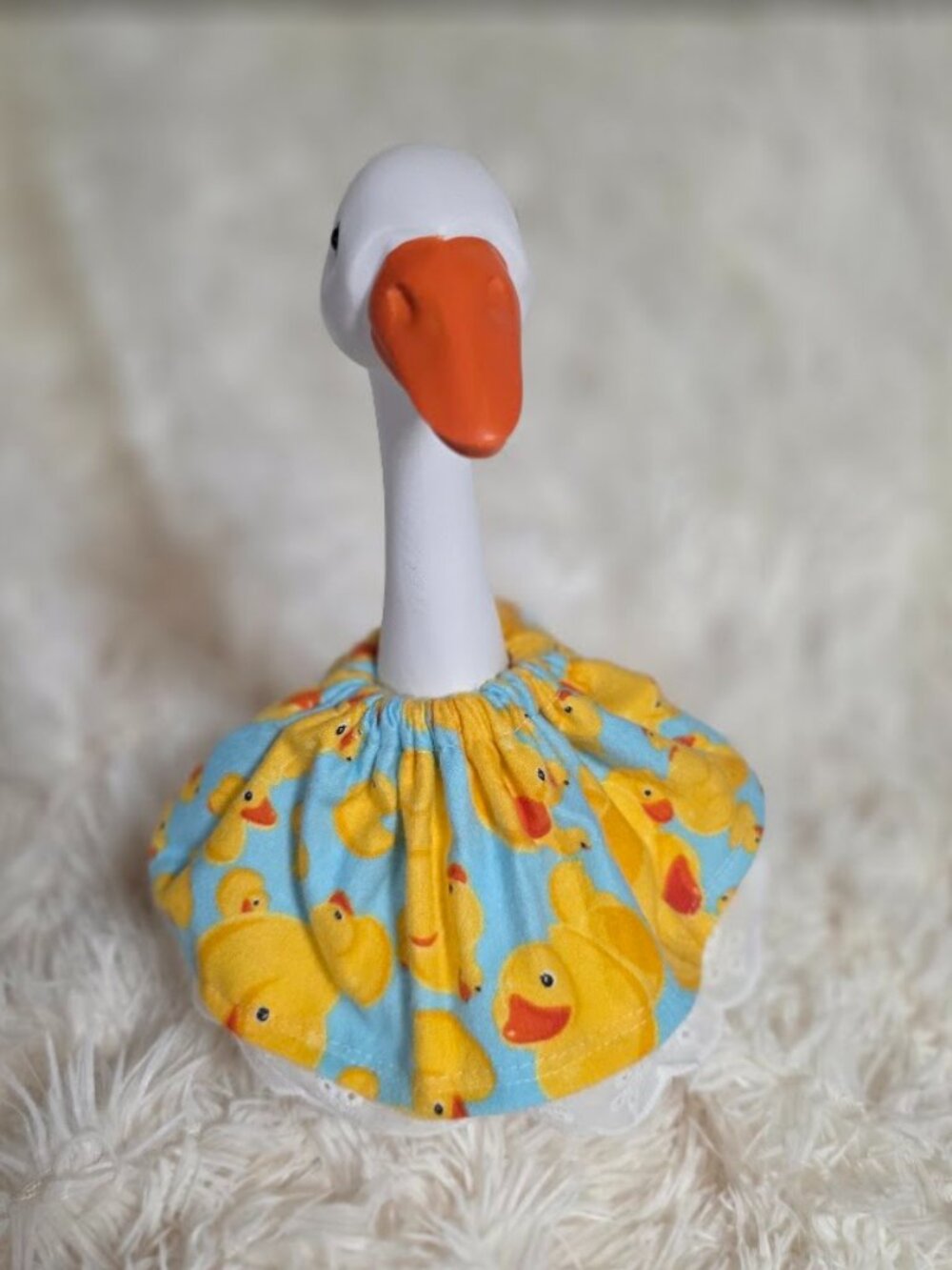 10" yellow rubber duck dress with white lace